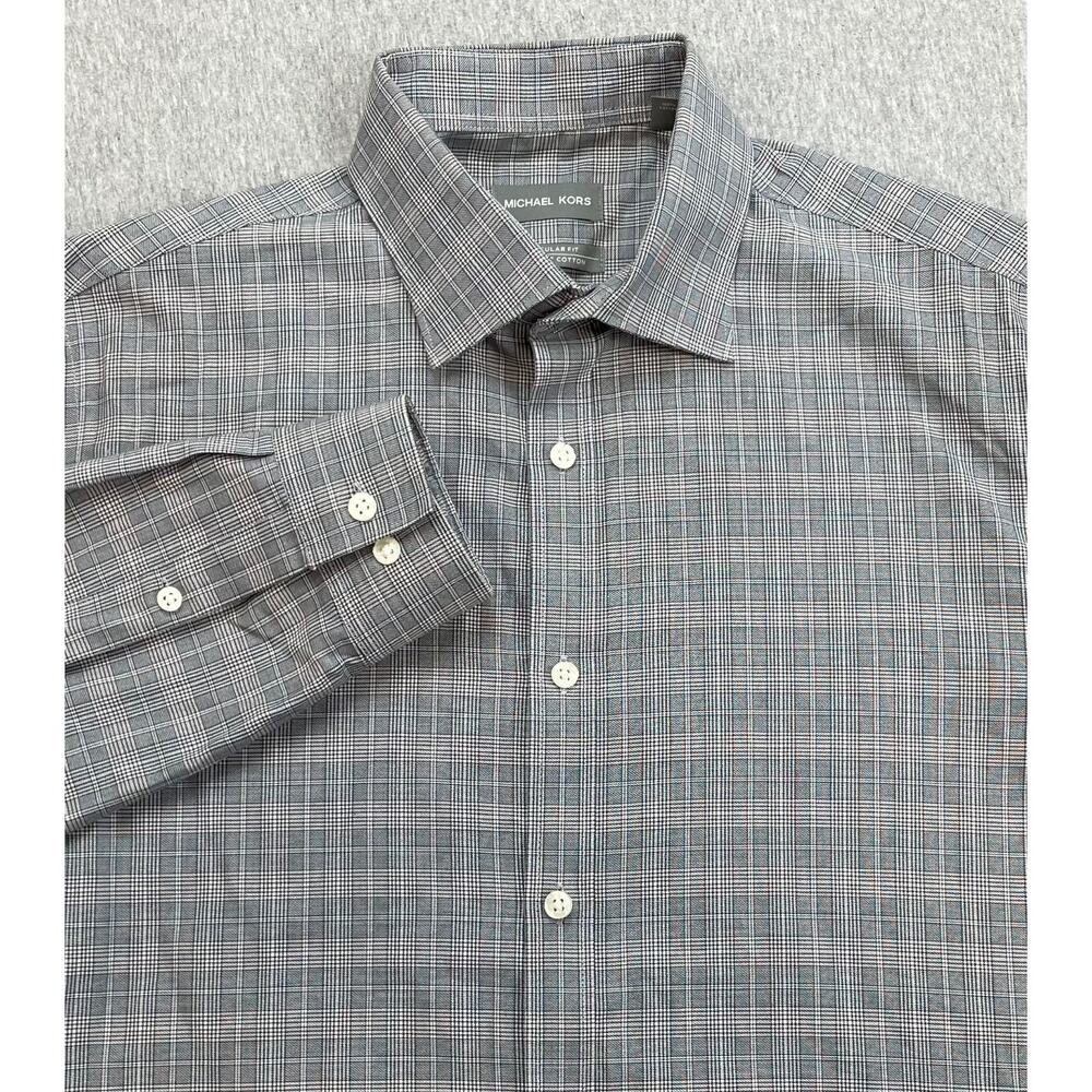 Michael Kors Shirt Mens 16 - 34/35 Plaid 100% Cotton Regular Fit Button Up